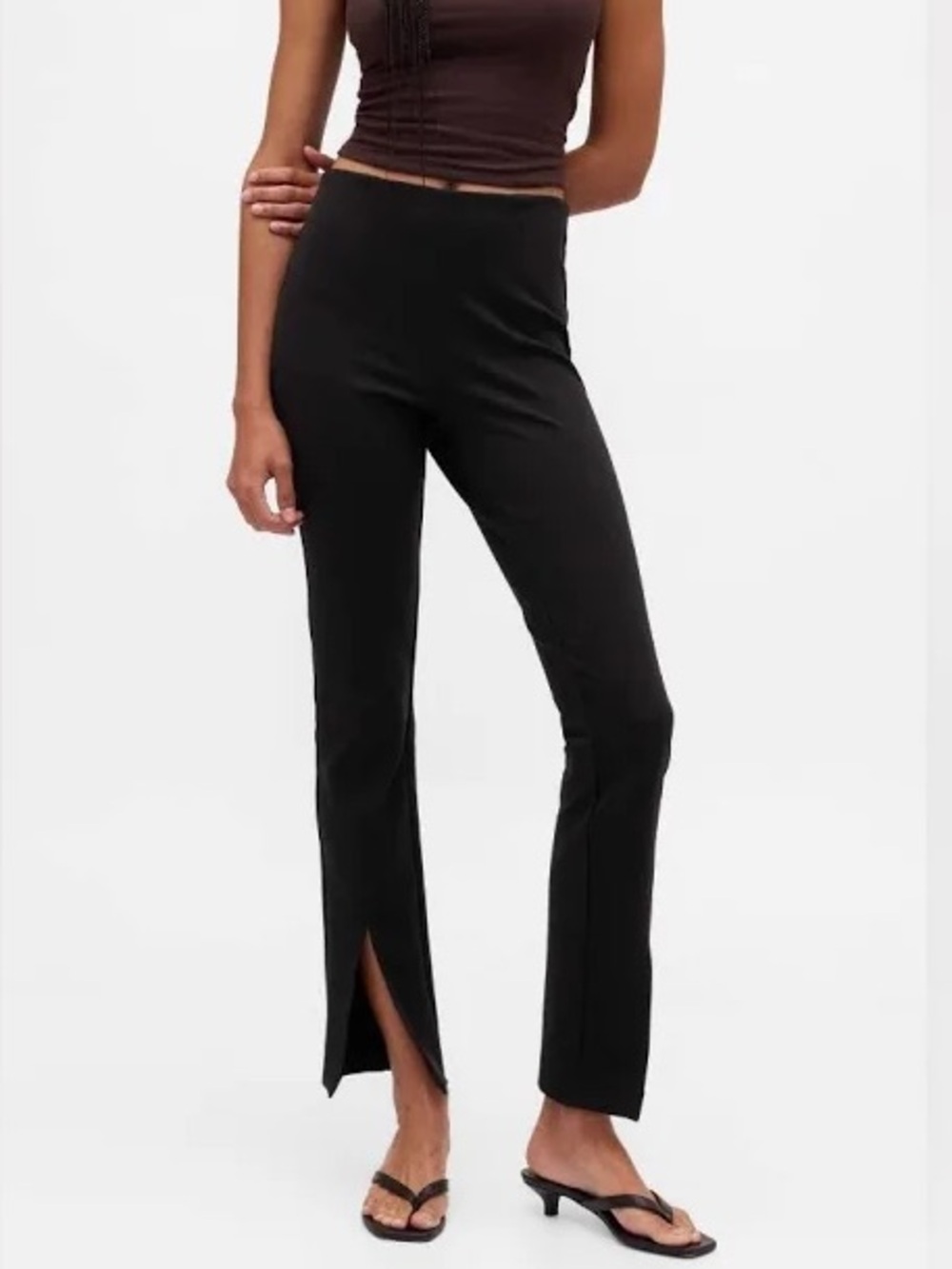 GAP High Rise Double Knit Split-Hem Flare Pants